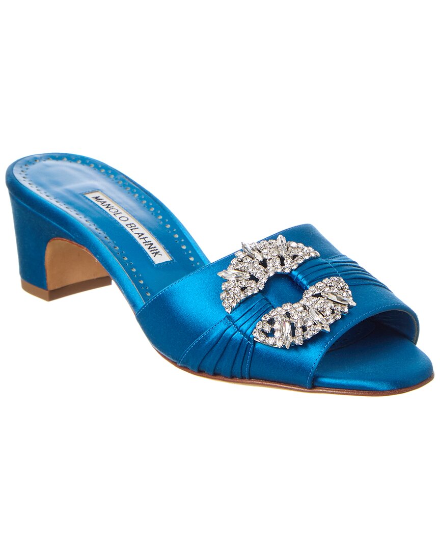 Manolo Blahnik Prinap 50 Satin Sandal In Blue