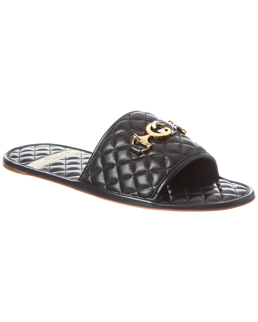 Gucci Quilted Leather Sandal In Black