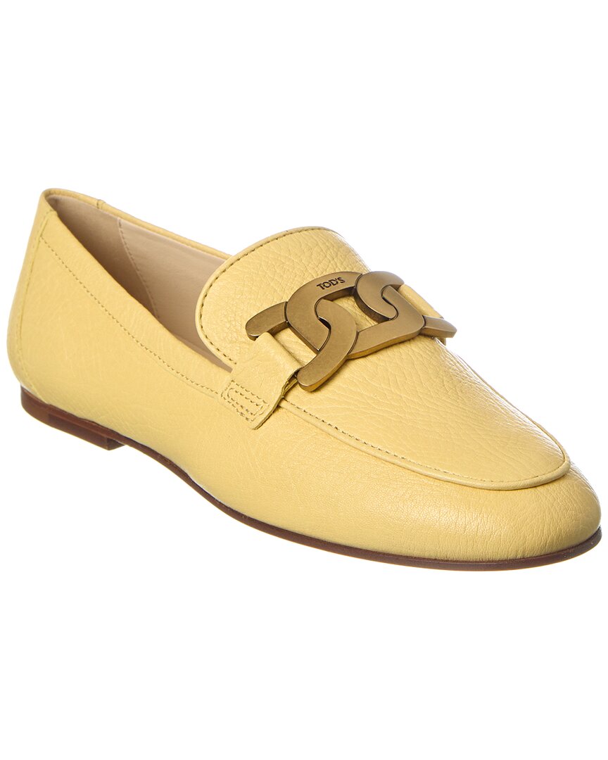 Tod's Cuoio Leather Loafer In Yellow
