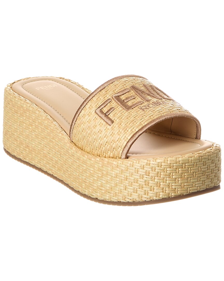 Fendi Slippers Sunshine In Rafia Donna In Brown