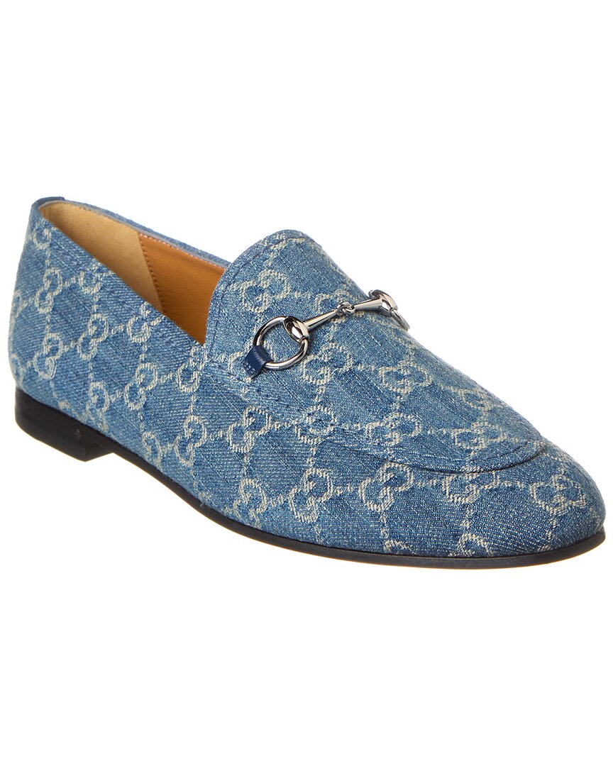 Shop Gucci Jordaan Gg Denim Loafer In Blue