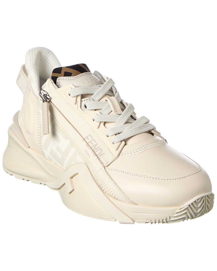 Shop Fendi Flow Leather Sneaker In White