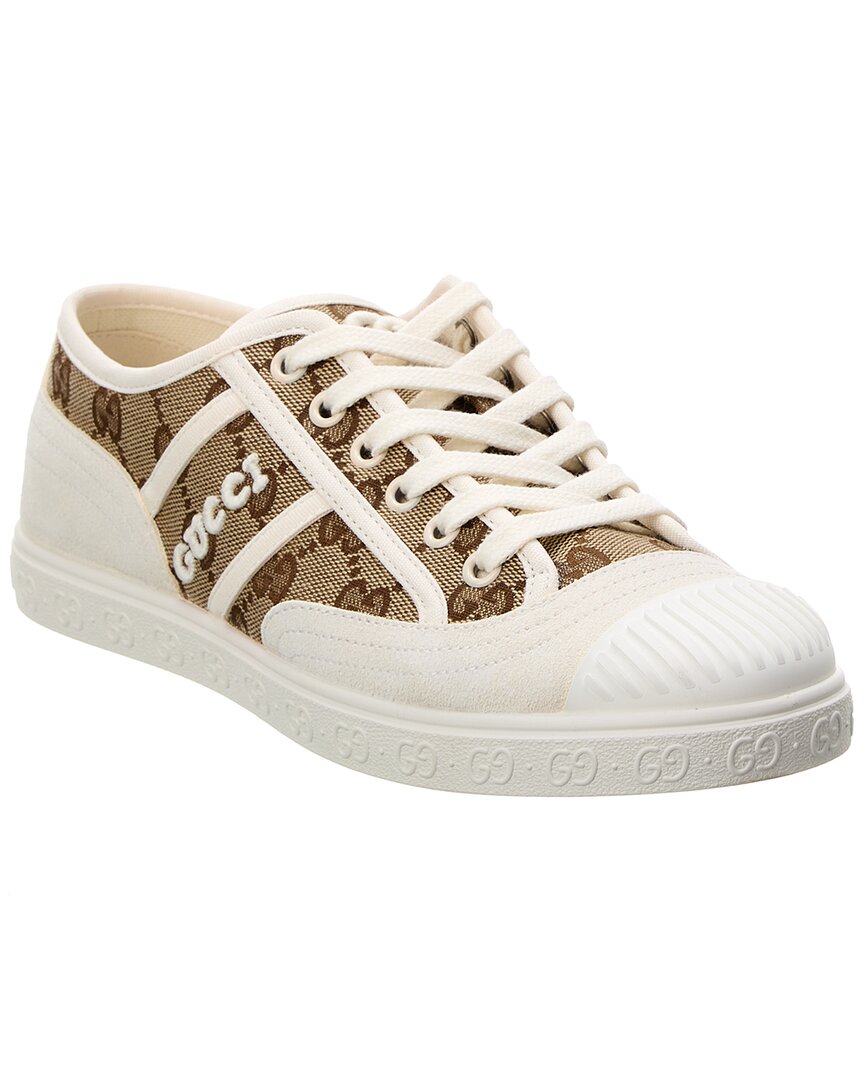 Gucci Gg Canvas & Suede Sneaker In Brown