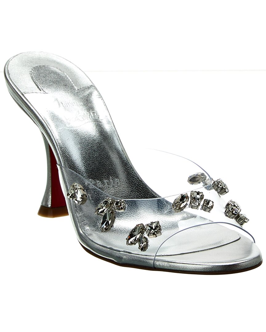 Shop Christian Louboutin Degraqueen 85 Vinyl & Leather Sandal In Silver