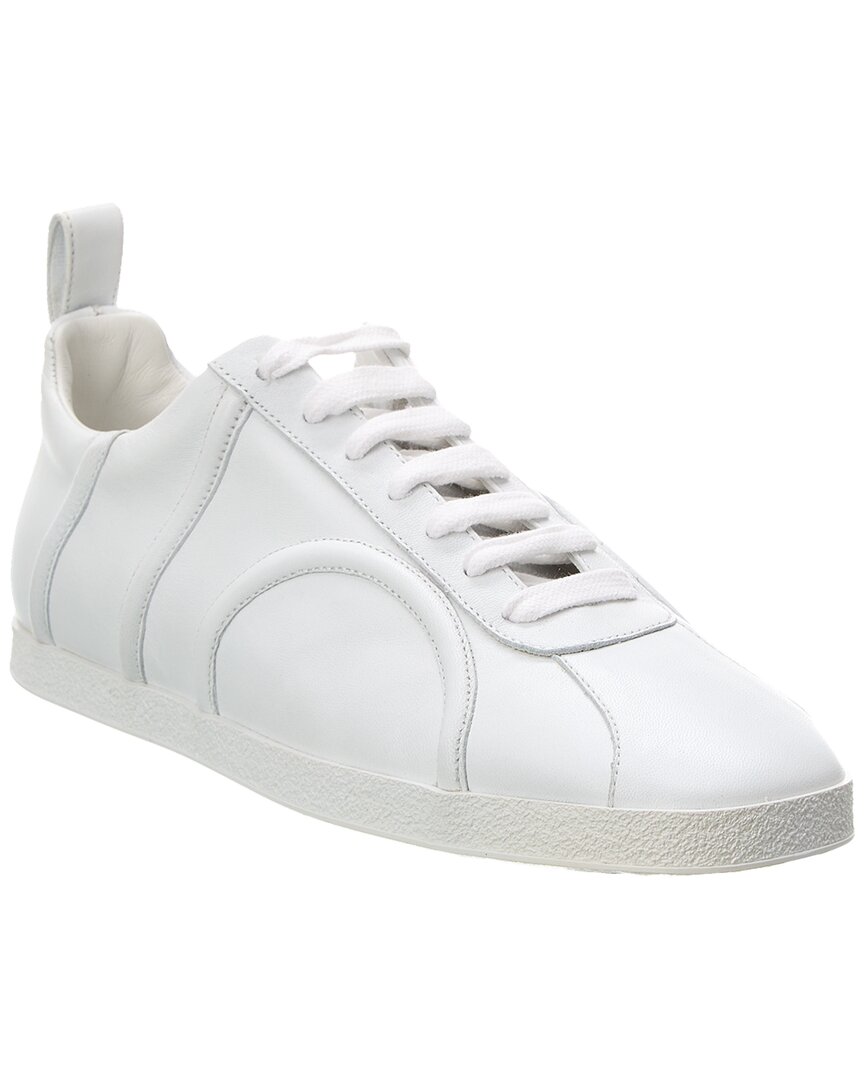 Shop Totême Toteme Monogram Leather Sneaker In White
