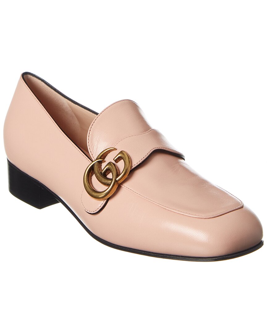 Shop Gucci Double G Leather Loafer In Pink