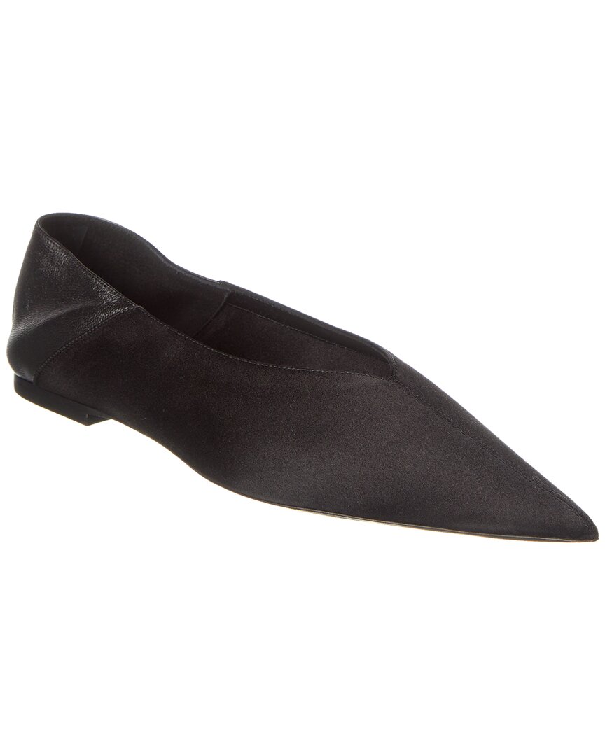 Shop Saint Laurent Nour Silk & Leather Slipper In Black