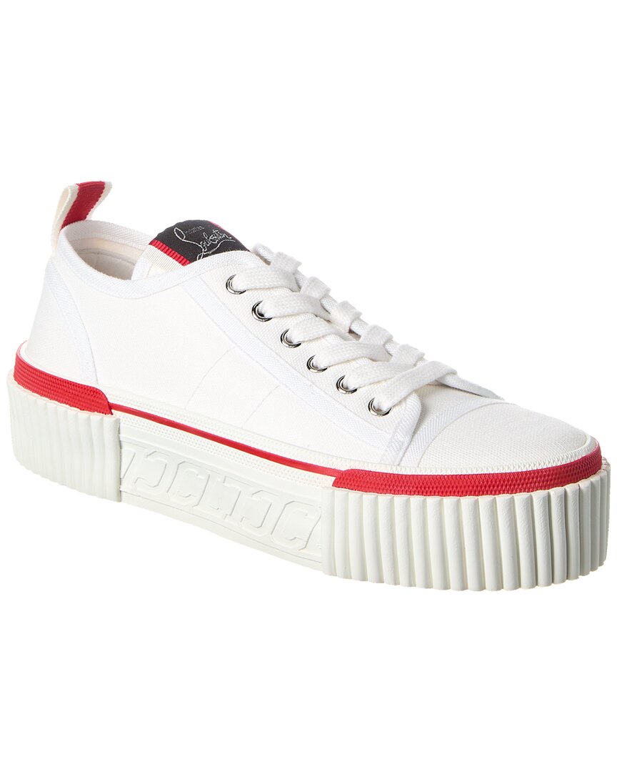 Shop Christian Louboutin Super Pedro Canvas Platform Sneaker In White