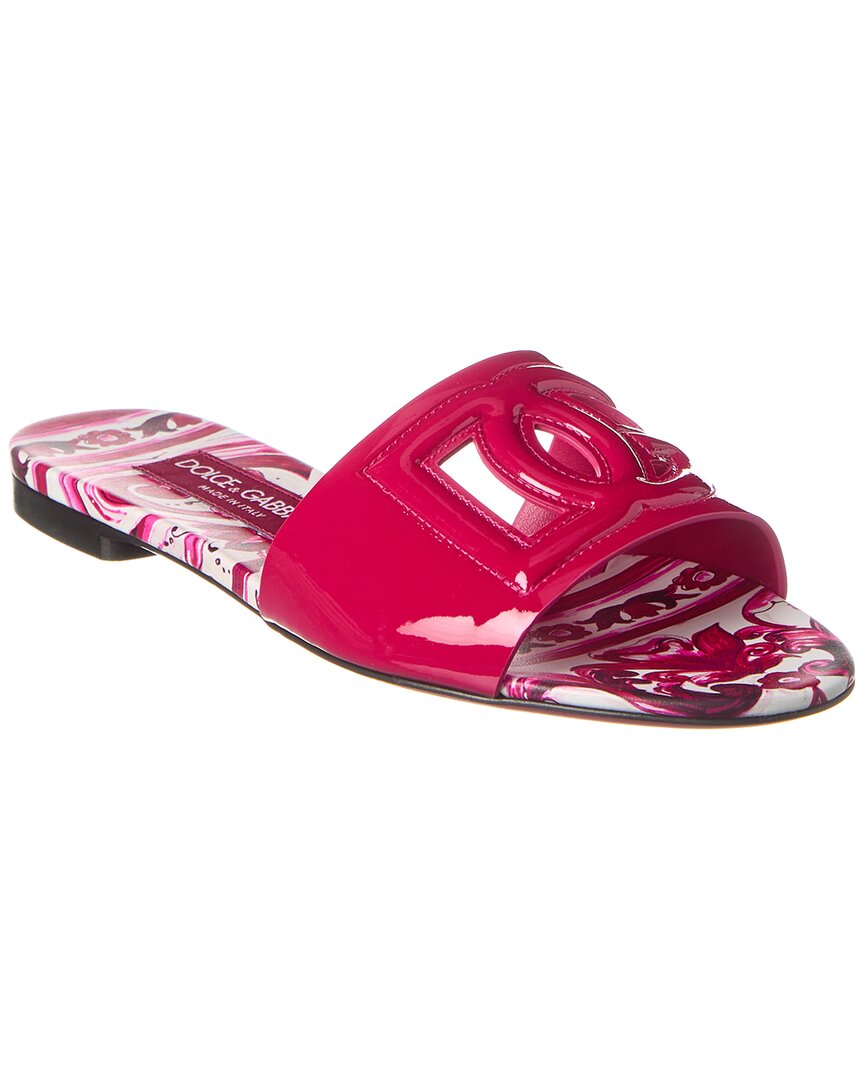 Shop Dolce & Gabbana Dg Logo Patent Sandal In Pink