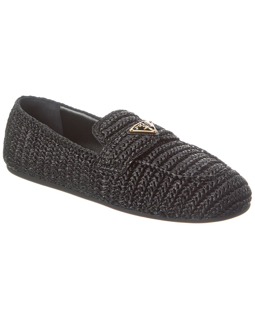 Prada Woven Loafer In Black