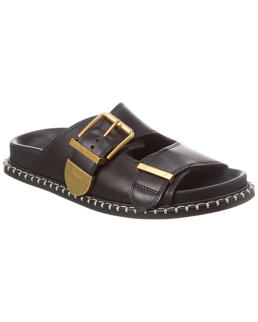 Shop Chloé Rebecca Leather Sandal In Black