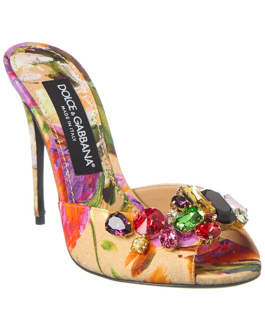 Dolce & Gabbana Floral Printed Canvas Sandal In Multi