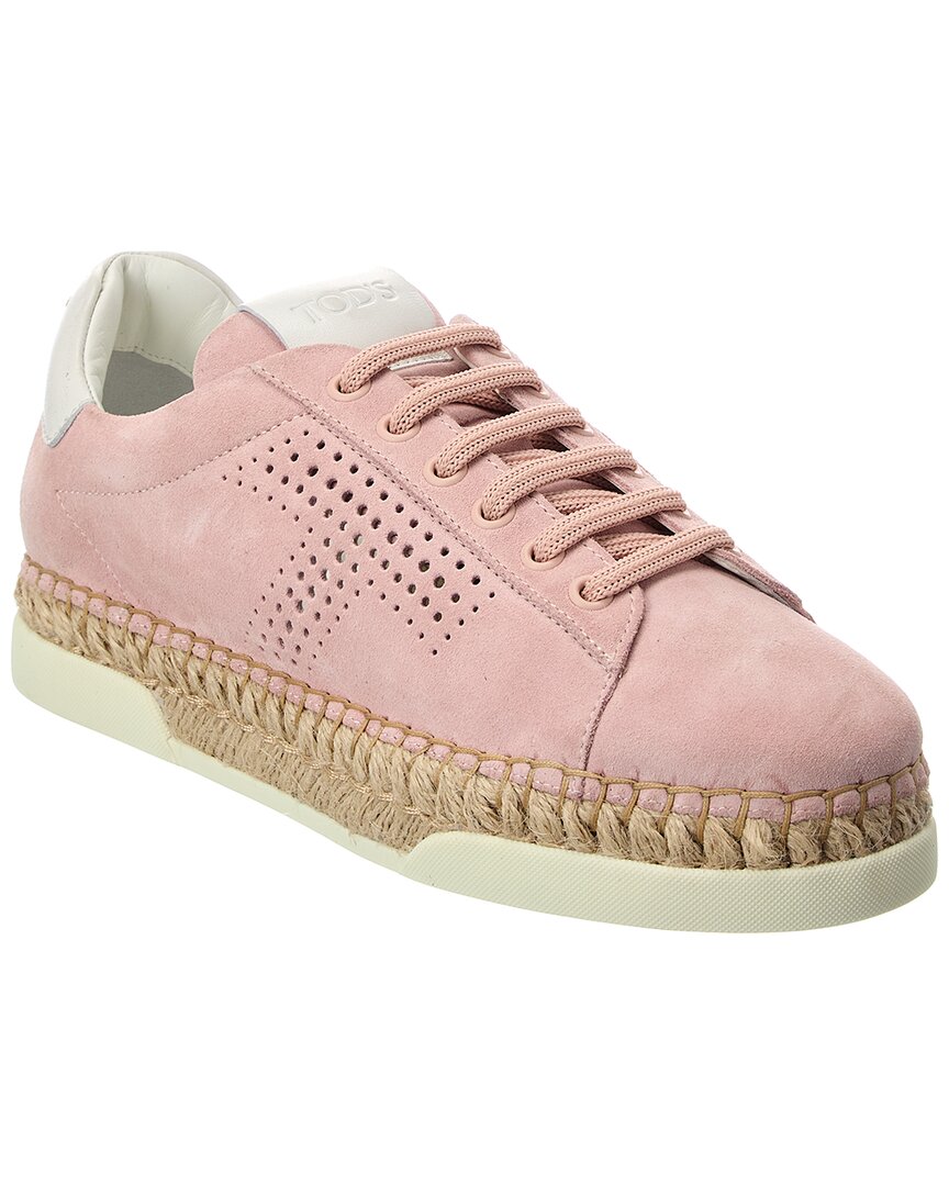 Tod's Gomma Suede Sneaker In Pink