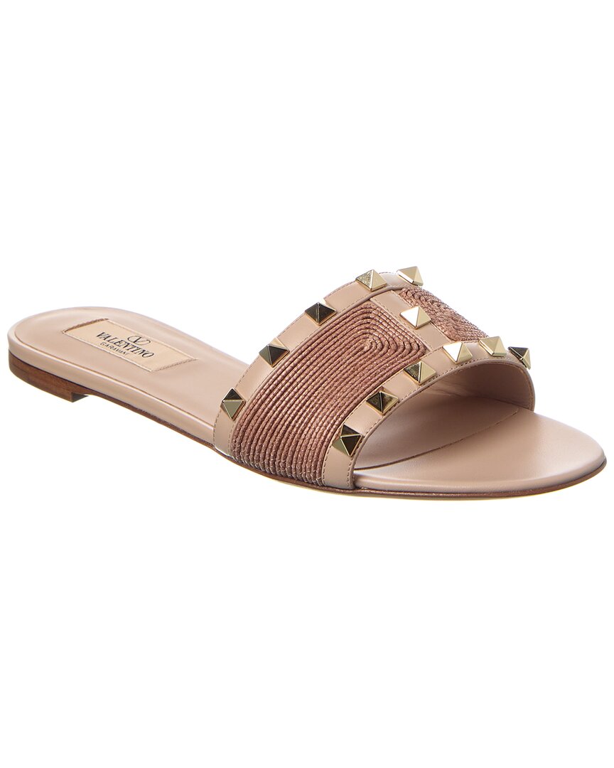 Valentino Garavani Valentino Rockstud Leather-trim Sandal