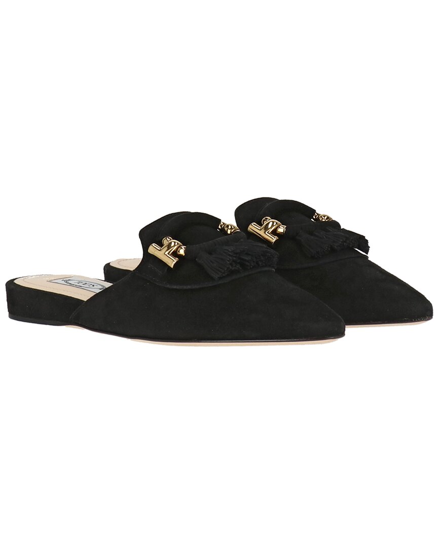 Shop Tod's Zeppa Pantofola T Ring Suede Mule