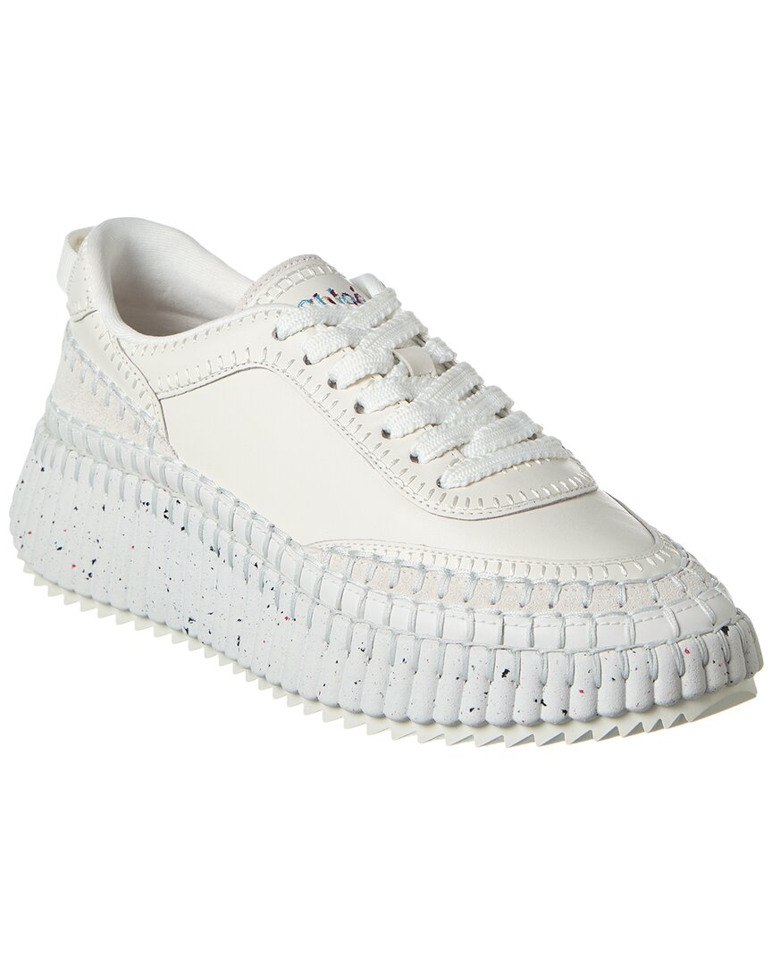 Shop Chloé Nama Leather Sneaker In White