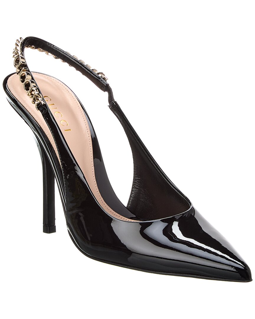 Shop Gucci Signoria Leather Slingback Pump In Black