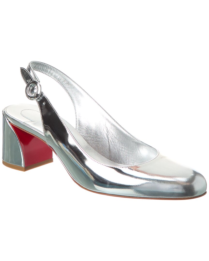 Shop Christian Louboutin So Jane Sling 55 Leather Slingback Pump In Silver