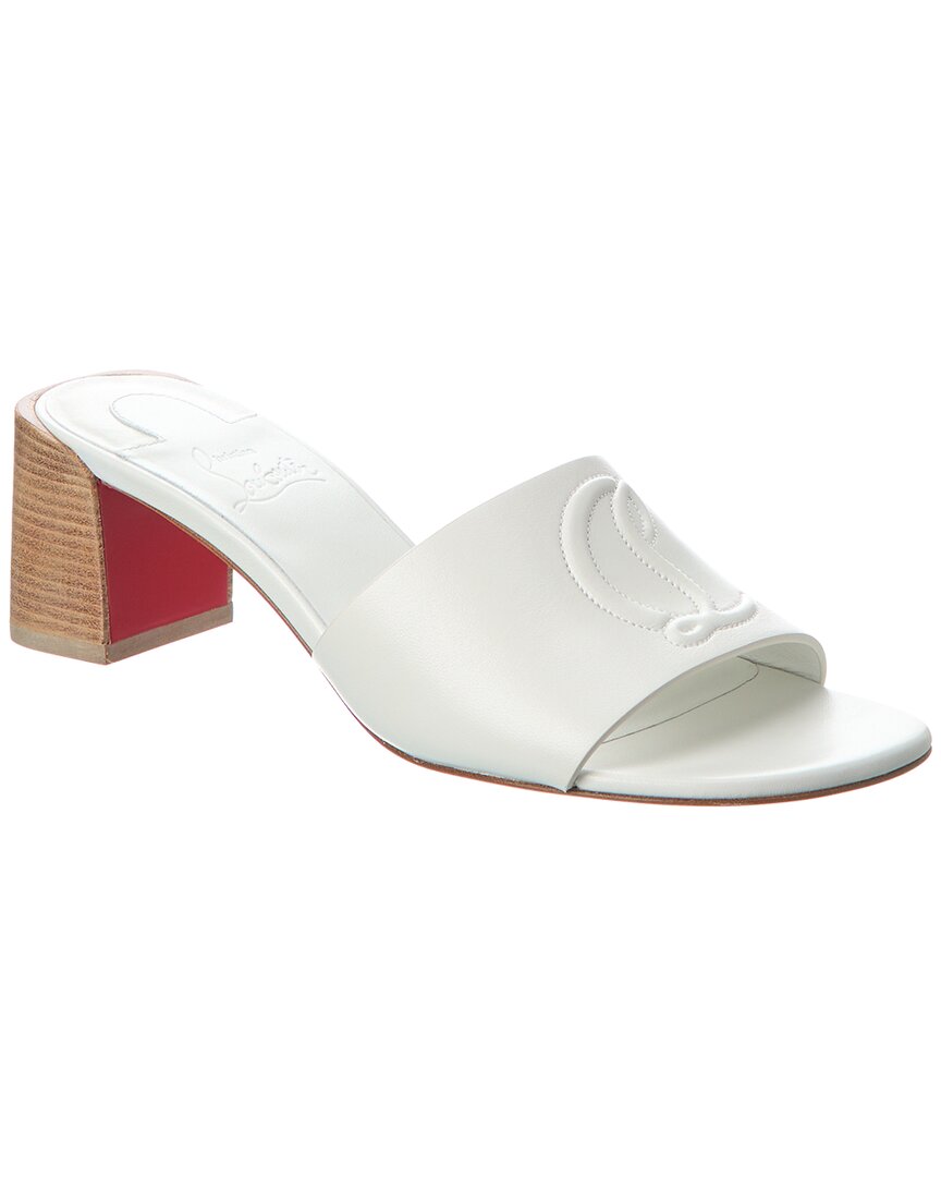 Shop Christian Louboutin So Cl 55 Leather Mule In White