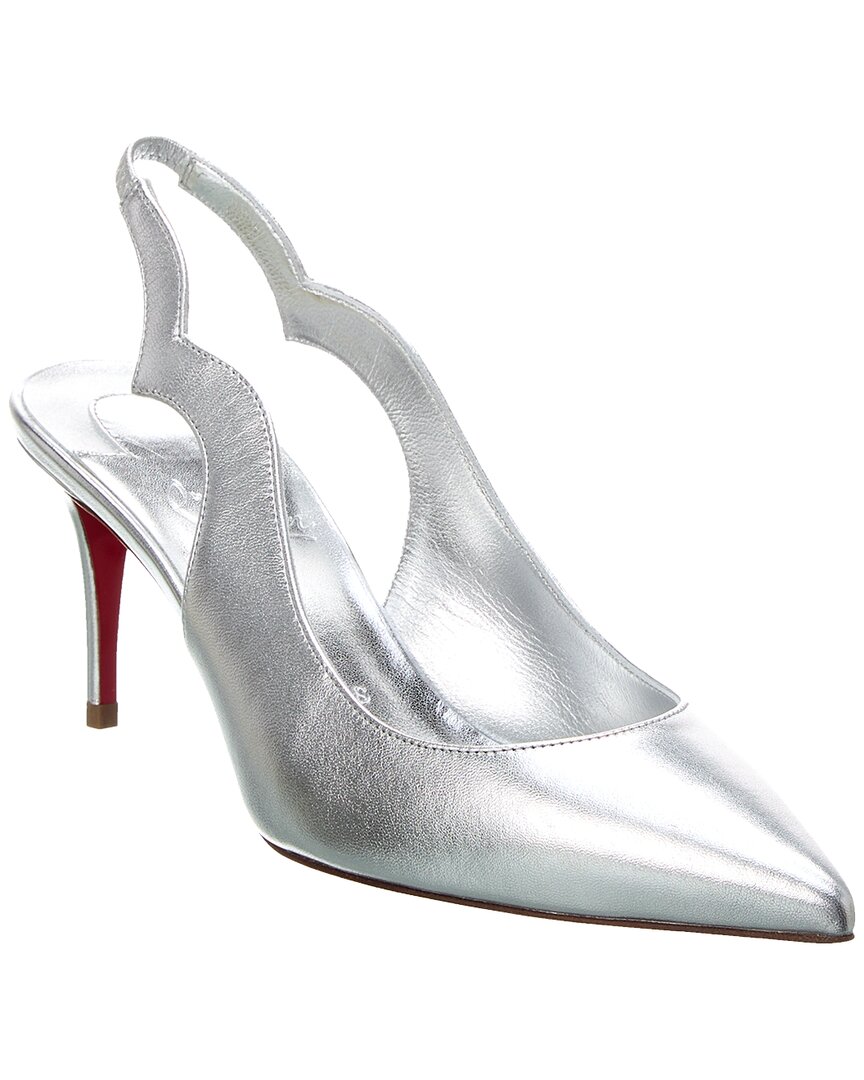 Shop Christian Louboutin Hot Chick Sling 70 Leather Slingback Pump In Silver