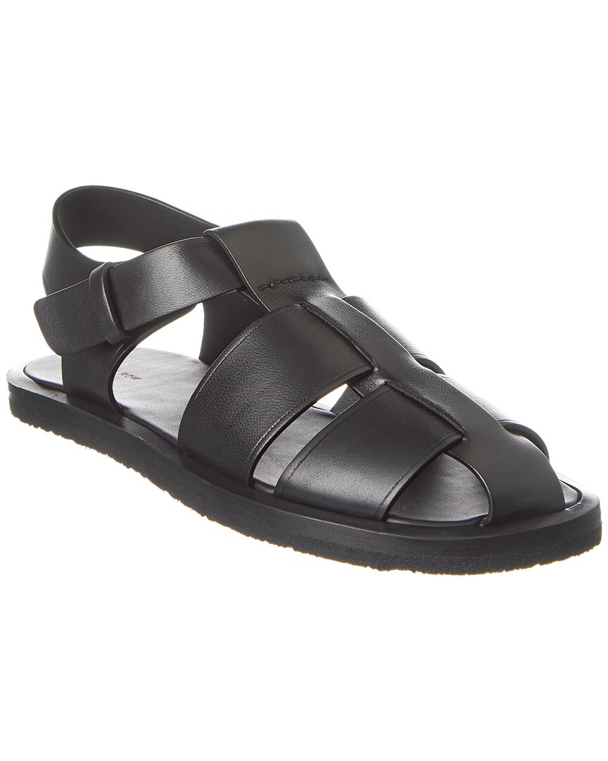 Shop The Row Fisherman Crepe Leather Sandal In Black