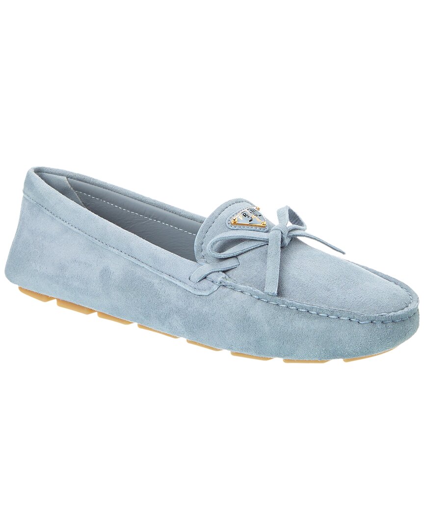 Shop Prada Cruise Suede Loafer In Blue