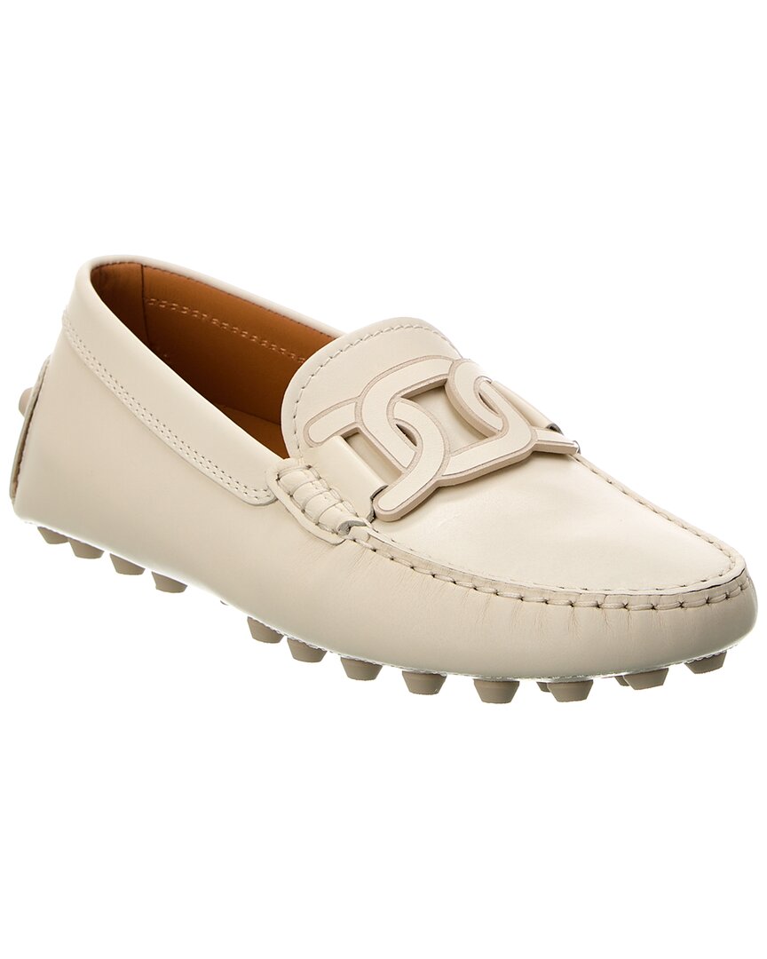 Shop Tod's Kate Gommino Leather Loafer In White