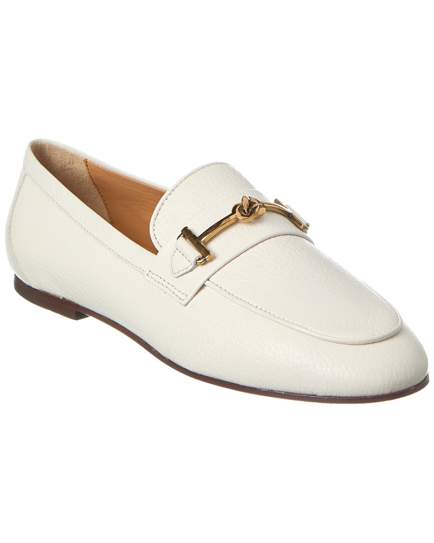 Shop Tod's Double T Leather Loafer In White