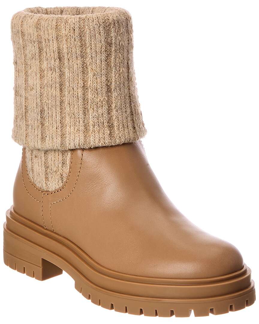 Gianvito Rossi Tenney 20 Knit & Leather Boot In Brown