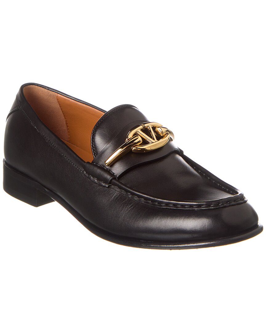 Shop Valentino Vlogo Leather Loafer In Black