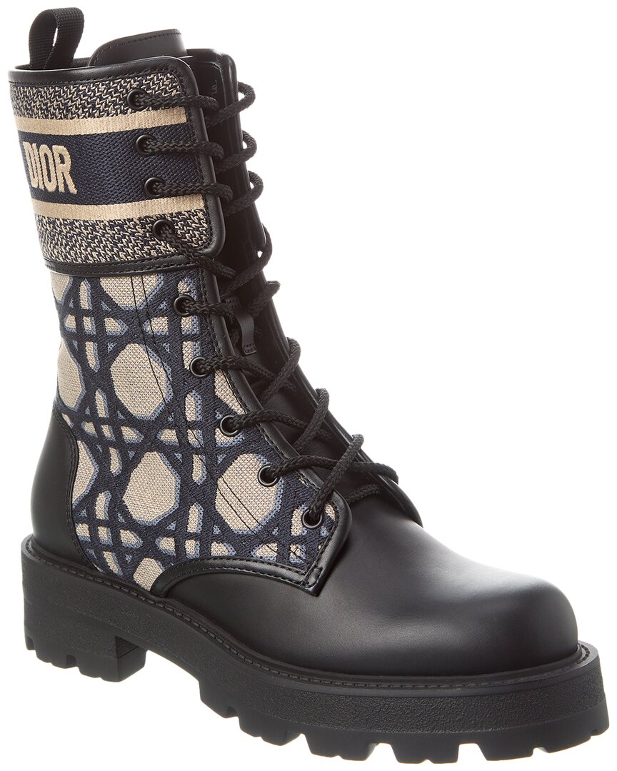 Dior D-major Canvas & Leather Bootie In Blue