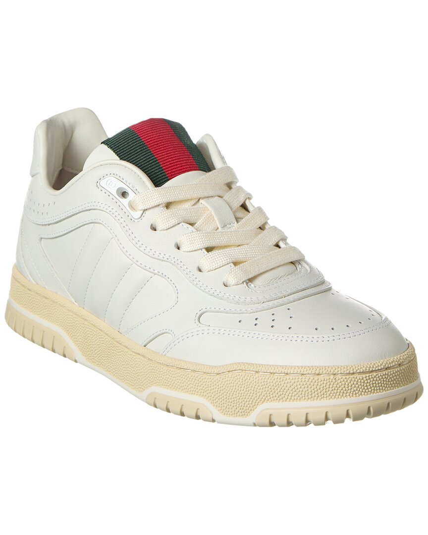 Shop Gucci Re-web Leather Sneaker In White
