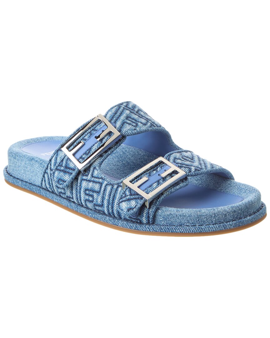 Shop Fendi Feel Denim Sandal In Blue