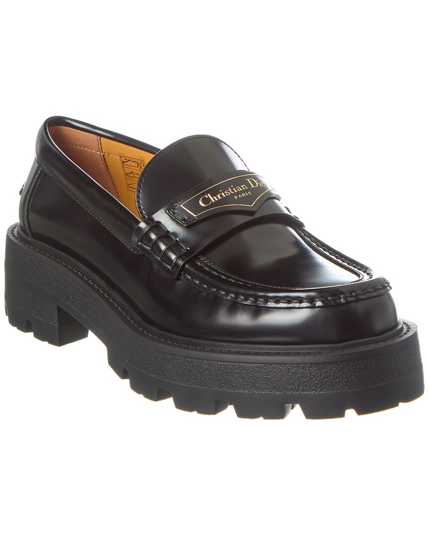 Shop Dior Boy Leather Platform Loafer In Black