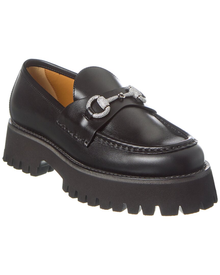 Gucci Lug Sole Leather Loafer In Black
