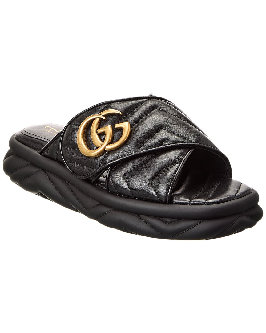 GUCCI GUCCI GG MARMONT LEATHER SLIDE