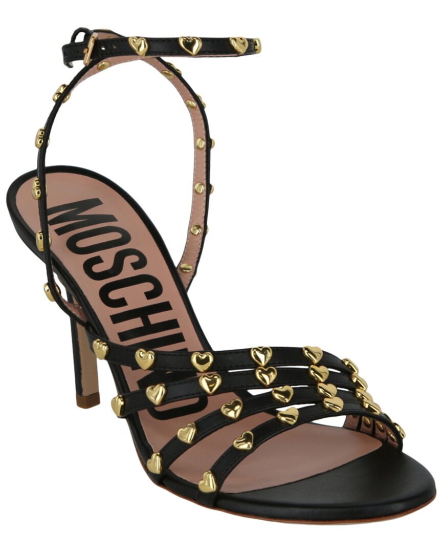 Moschino Stud-embellishment 9 Leather Sandal In Black
