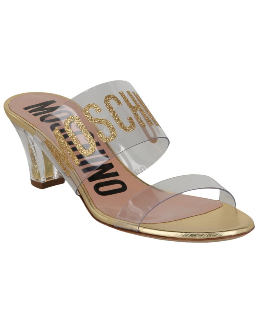 Moschino Logo Sandal In Gold