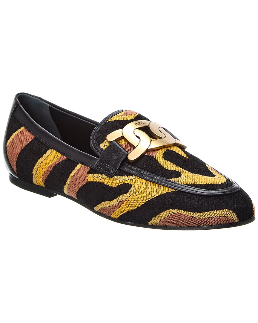 Tod's Kate Loafers In Fabric And Leather In Black