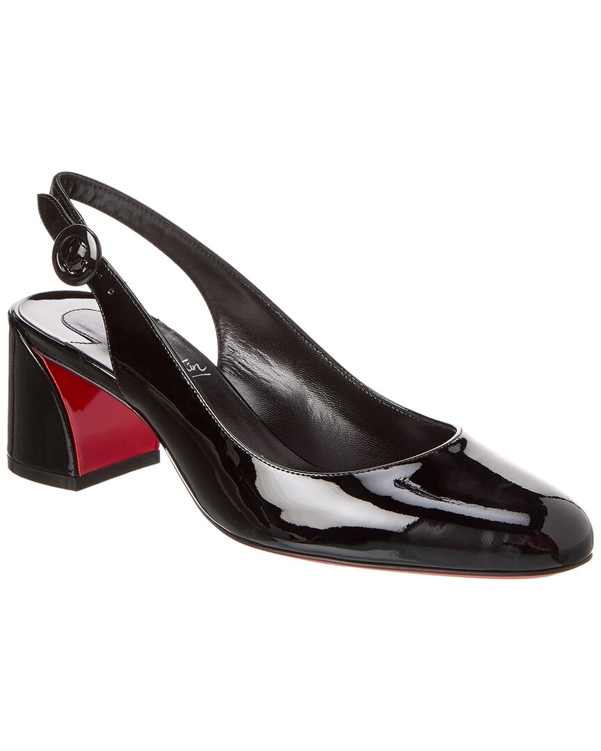 Christian Louboutin Minny Sling 70 Patent Leather Slingback Sandals In Black