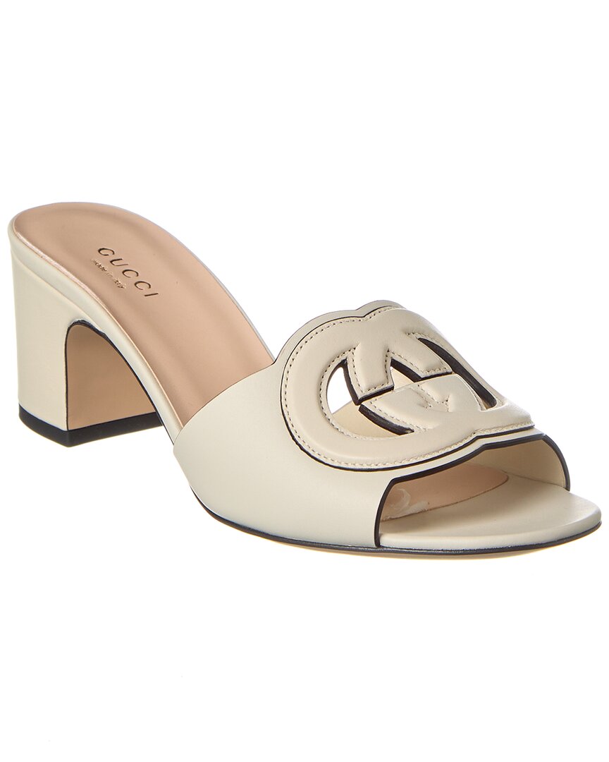 Gucci Off-white Horsebit Heeled Sandals In White