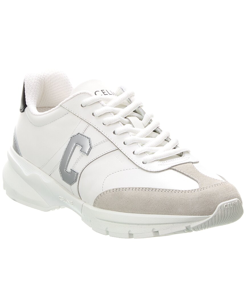 Celine Cr-02 Leather & Suede Sneaker In White