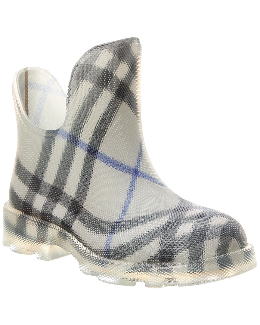 Burberry Gray Check Rubber Marsh Low Rain Boots