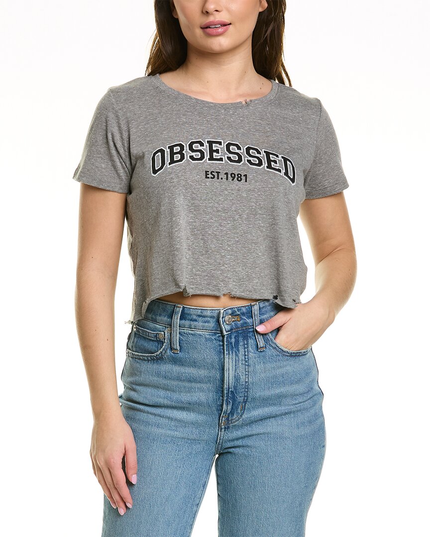 Prince Peter So Obsessed Crop T-shirt In Grey