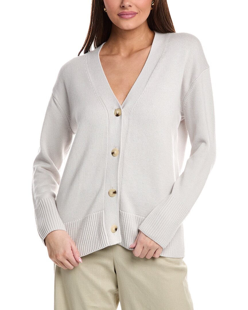 Vince Wool-blend Weekend Ribbed Cardigan In Beige