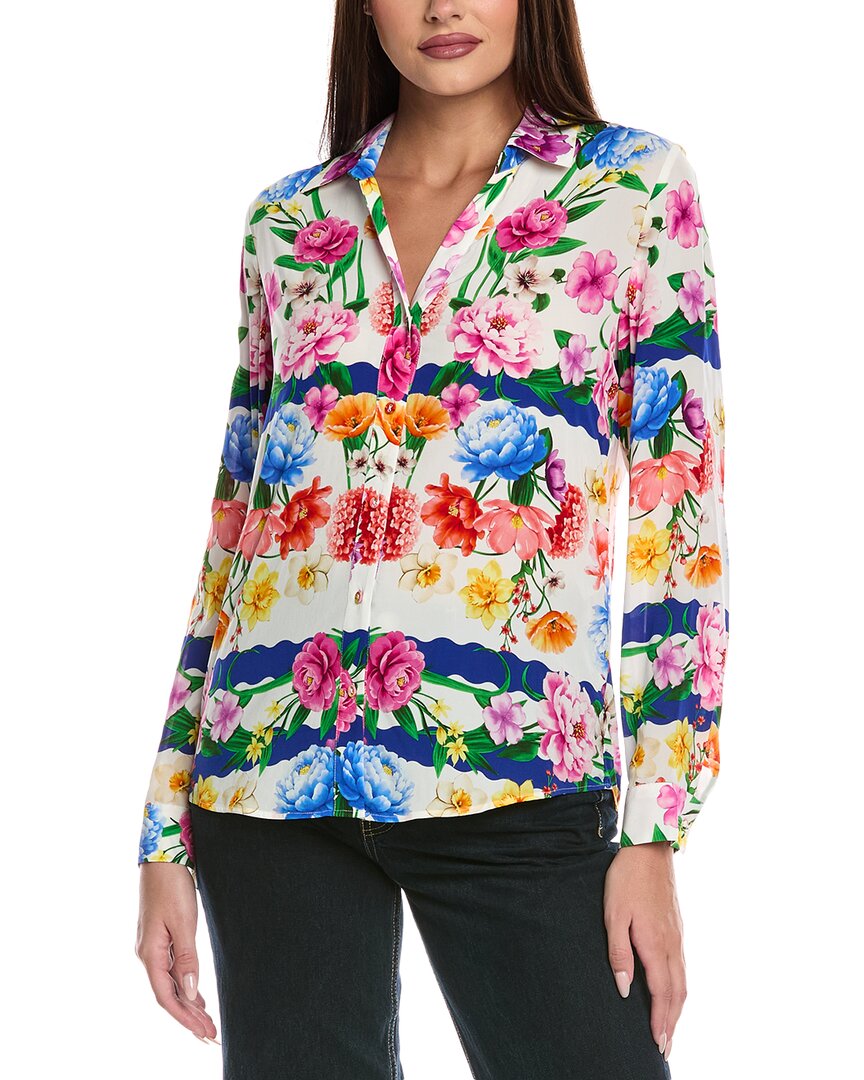 Elie Tahari The Madeline Scallop Blouse In Pink