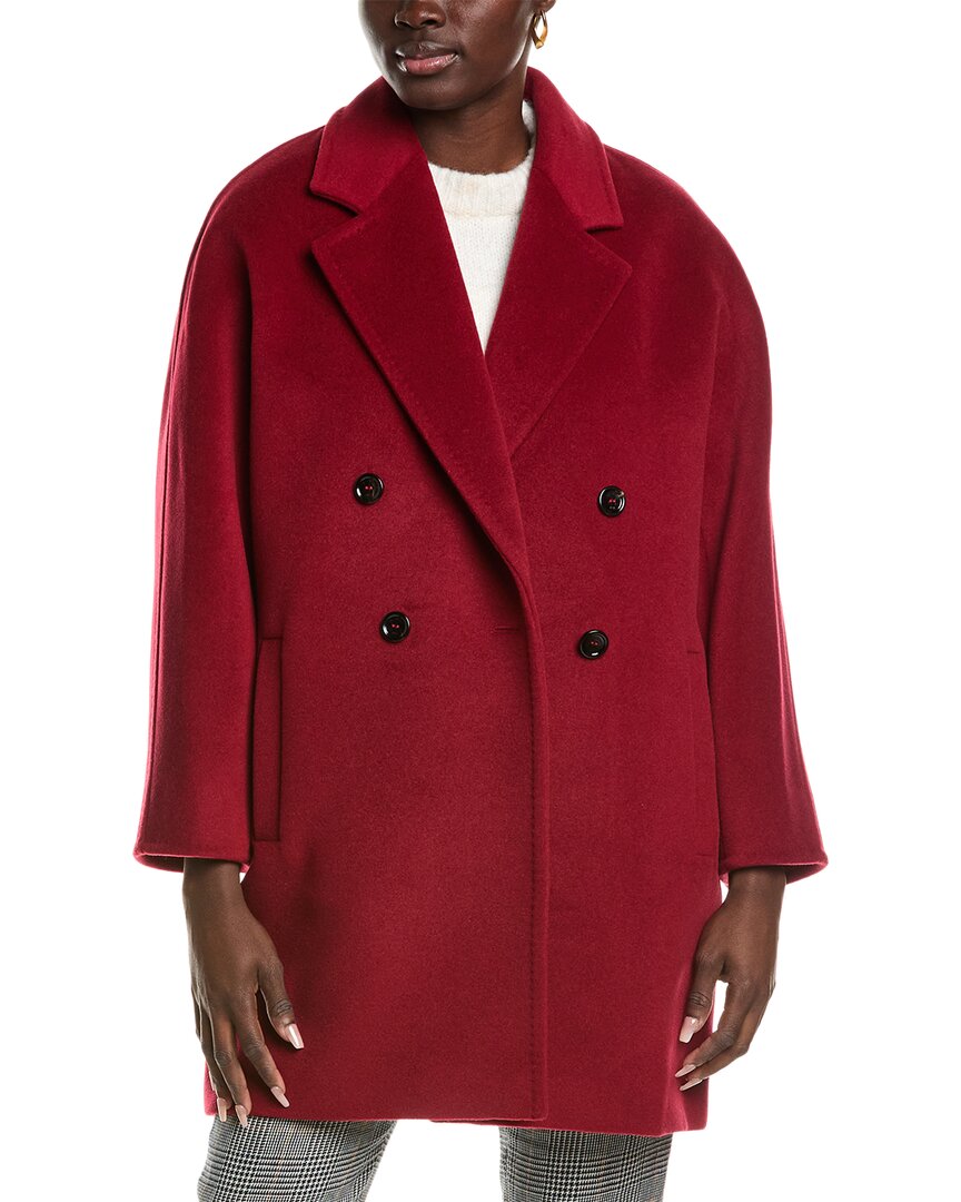 Max Mara Short 101801 Icon Coat In Wool And Cashmere In Red