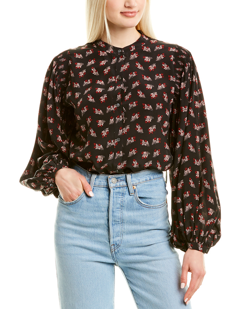 Image of FRAME Floral Print Silk Top