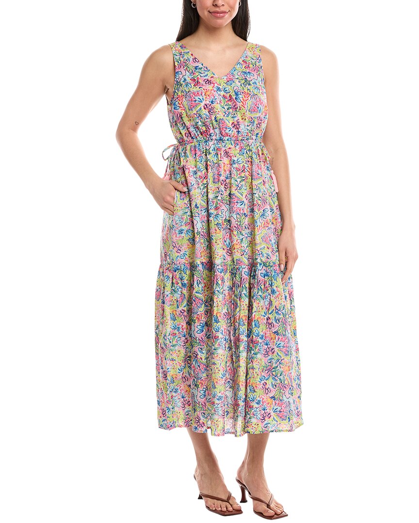 Stella Parker Drawstring Side Tie Maxi Dress In Multi