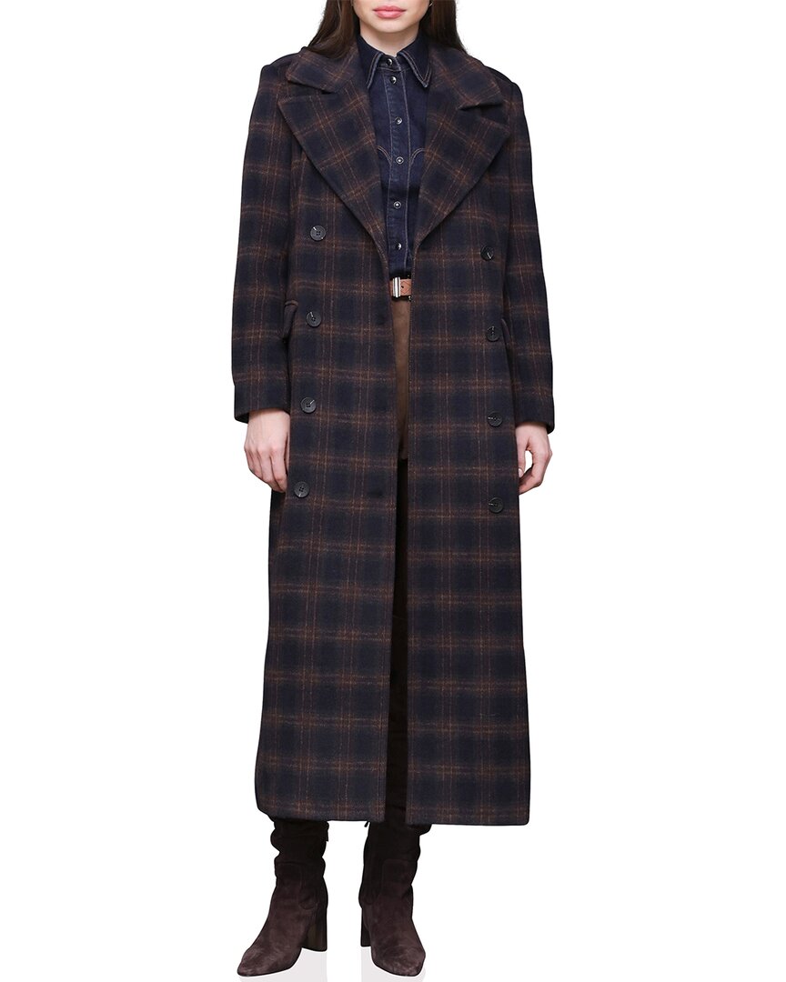 Avec Les Filles Maxi Double Breasted Wool-blend Coat In Multi
